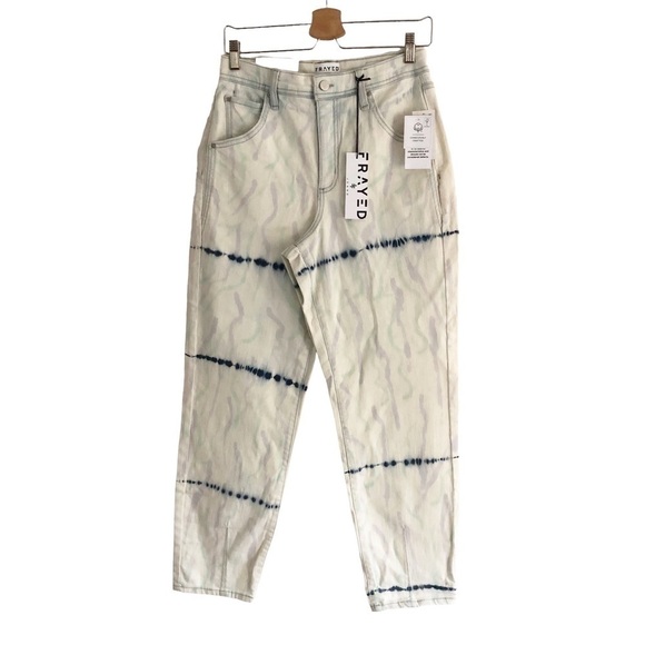 Frayed Jeans Relaxed Taper Tie Dye Jeans Size 26 NWT - Picture 4 of 13